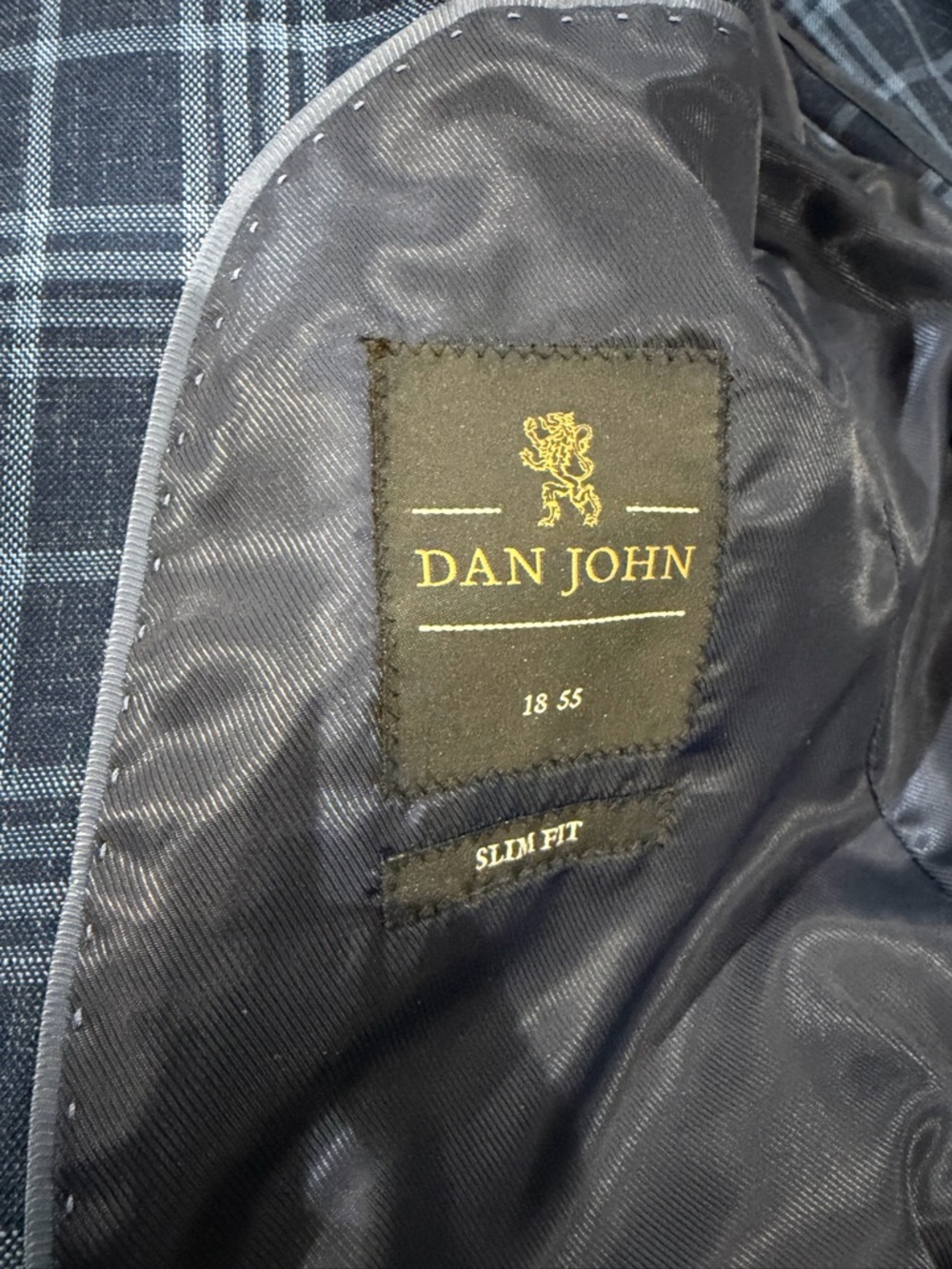 Men's Dan John Blue Plaid Blazer - Slim Fit Tailored Jacket (40R) - Never Worn - Picture 3 of 3